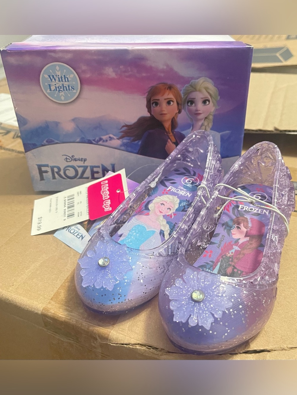 Disney Purple Glitter Light-Up Frozen Kids' Shoes with Character Insole